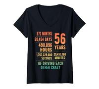 Womens 56 Years Married Funny 56th Wedding Anniversary V-Neck T-Shirt