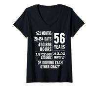 Womens 56 Years Married Funny 56th Wedding Anniversary V-Neck T-Shirt