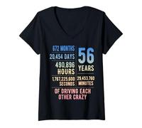 Womens 56 Years Married Funny 56th Wedding Anniversary V-Neck T-Shirt