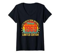 Womens 57th Birthday Gifts Born in 1969 57 Years Old Bday Party V-Neck T-Shirt