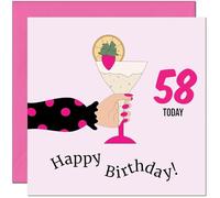 Women's 58th Birthday Card - Polka Dot Lady Adults Pink Girly Birthday Card for 58 Year old Woman Mum Aunt Ladies Friend Sister Grandma fifty eight, fifty eighth Niece Nanny