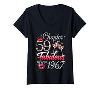Women's 59th Birthday Queen Chapter 59 Fabulous Since 1967 Women V-Neck T-Shirt