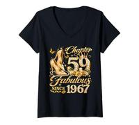 Women's 59th Birthday Queen Chapter 59 Fabulous Since 1967 Women V-Neck T-Shirt