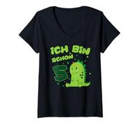Women's 5th Birthday Dino I am Five Years Already V-Neck T-Shirt