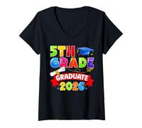Women's 5th Grade Graduate 2026 Elementary Graduation Class of 2026 V-Neck T-Shirt