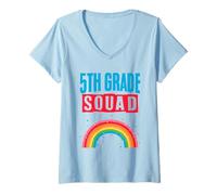 Womens 5th Grade Squad Teacher Student School Fifth Grade V-Neck T-Shirt