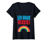 Womens 5th Grade Squad Teacher Student School Fifth Grade V-Neck T-Shirt