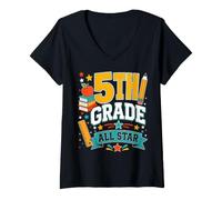 Women's 5th Grade Student Back to School Celebration V-Neck T-Shirt