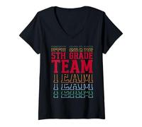 Womens 5th Grade Team Fifth Grader Back to First Day of School V-Neck T-Shirt