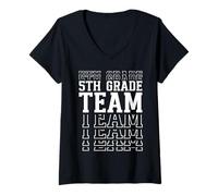 Womens 5th Grade Team Fifth Grader Back to First Day of School V-Neck T-Shirt