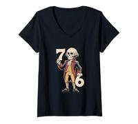 Womens 6-7 7-6 George Washington Seven Six Teacher Skeleton V-Neck T-Shirt