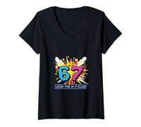 Womens 6-7 Club Comic Explosion Meme V-Neck T-Shirt