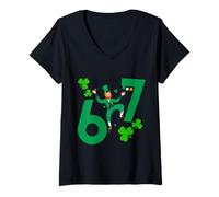 Women's 6 7 Leprechaun Bruh St Patricks Day Lucky Irish Six Seven V-Neck T-Shirt