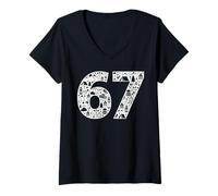 Womens 6 7 Meme Camping Mountain Hiking Outdoor Six Seven Funny V-Neck T-Shirt