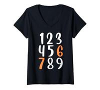Womens 6 7 Numbers - Number Board Countdown 67 Viral Meme Six Seven V-Neck T-Shirt