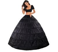 Women's 6 Hoops Petticoat Vintage Crinoline Underskirt for Wedding Bridal Dress Medieval Victorian Costume 6 Rings a line Half Slips Shaping for Princess Skirt Prom Dress Ball Gown Party(Black,16)