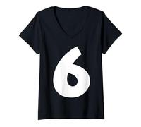Womens 6 Number Funny Six Seven Meme School Teen Kids Matching V-Neck T-Shirt