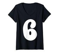Womens 6 Number Six Seven Funny Meme Slang Teen Kids Matching V-Neck T-Shirt