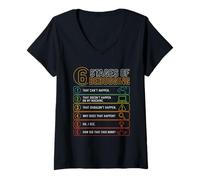 Women's 6 Stages of Debugging Software Tester Developer Coder V-Neck T-Shirt