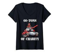 Womens 60 Ton Charity Leopard Tank Soldiers Army V-Neck T-Shirt