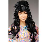 Womens 60s Priscilla Presley Style Tall Black Beehive Wig