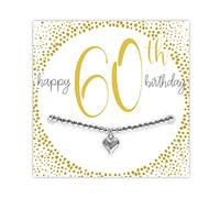 Womens 60th Birthday Gift - Silver Bracelet With Heart Charm - Sterling Silver Plated & Adjustable - Solid Silver Heart Charm - Versatile Silver Bracelet - Unique Gift for Friend Colleague Relative