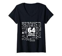 Women's 64th Birthday 64 Years Old Funny Chemistry Nerd Humor Geek V-Neck T-Shirt