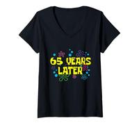 Women's 65th Birthday 65 Years Later 65 Years Old Bday V-Neck T-Shirt