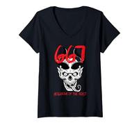 Women's 667 Neighbour of The Beast Devil Evil Halloween V-Neck T-Shirt, Black, XX-Large