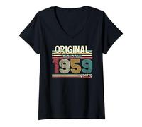 Womens 66th Birthday Man Woman 66 Years 1959 Decoration Fun V-Neck T-Shirt