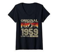 Womens 66th Birthday Man Woman 66 Years 1959 Decoration Fun V-Neck T-Shirt