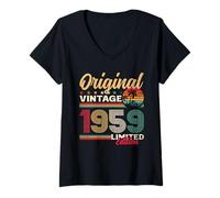 Womens 66th Birthday Man Woman 66 Years 1959 Decoration Fun V-Neck T-Shirt