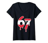 Women's 67 Austria Six Seven Austrian Flag V-Neck T-Shirt