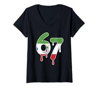 Women's 67 Brazil Six Seven Brazilian Flag V-Neck T-Shirt