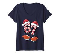 Womens 67 Christmas 67 Meme Santa Elf - SIX Seven Santa Hand V-Neck T-Shirt
