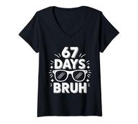 Womens 67 Days Countdown Vibe Outfit for Fun Mood and Casual V-Neck T-Shirt