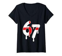 Women's 67 England Six Seven English Flag V-Neck T-Shirt