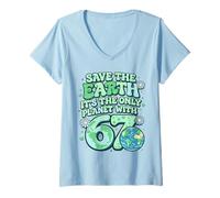 Women's 67 Funny Six Seven Gen Meme Earth Day Planet Environmental V-Neck T-Shirt