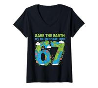 Women's 67 Funny Six Seven Gen Meme Earth Day Planet Environmental V-Neck T-Shirt