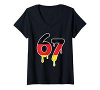 Women's 67 Germany Six Seven German Flag V-Neck T-Shirt