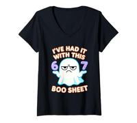 Womens 67 Halloween Costume Boo Sheet 6 7 Meme Six Seven Brainrot V-Neck T-Shirt