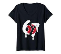 Women's 67 Japan Six Seven Japanese Flag V-Neck T-Shirt