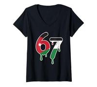 Women's 67 Jordan Six Seven Jordanian Flag V-Neck T-Shirt