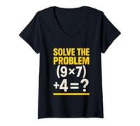 Women's 67 Meme Math Teacher Funny School 6-7 Brain Rot Six Seven V-Neck T-Shirt, Black, Medium