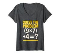 Women's 67 Meme Math Teacher Funny School 6-7 Brain Rot Six Seven V-Neck T-Shirt, Dark Heather Grey, XX-Large