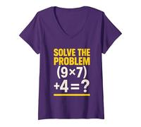 Women's 67 Meme Math Teacher Funny School 6-7 Brain Rot Six Seven V-Neck T-Shirt, Purple, XX-Large