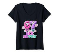 Women's 67 Meme Number Day Tshirt Kids Costume Maths Day 6-7 V-Neck T-Shirt
