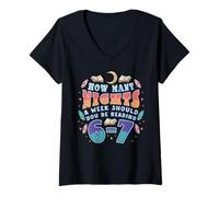 Womens 67 Meme Reading How Many Nights Should Read Book Six Seven V-Neck T-Shirt