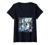 Womens 67 Meme Wolves Howling at The Moon 6-7 V-Neck T-Shirt