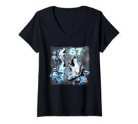 Womens 67 Meme Wolves Howling at The Moon 6-7 V-Neck T-Shirt
